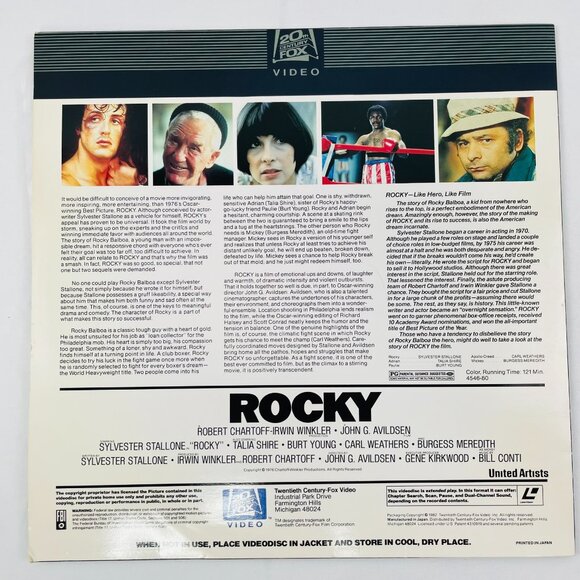 20th Century Fox Home Video 1982 Rocky Laserdisc LD Rare Collectible 1st Print - Picture 2 of 8